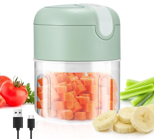 Electric Garlic Chopper 250ML Mini Food Processor | USB Rechargeable Portable Garlic Mincer Blender for Baby Food, Vegetables, Kitchen Gadget
