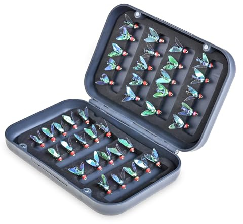 Öringfiskeflugor Kit - Realistiskt Fluglursset, Sharp Hook Sortiment | Långvariga Creatives Modern Design Flugfiske Flugor För Öringfiske Med Flugask Förvaring 40 Delar Collection
