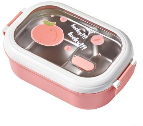 Lonchera portátil de acero inoxidable con aislamiento y separadores internos para comidas frescas separadas durante todo el día (rosa)