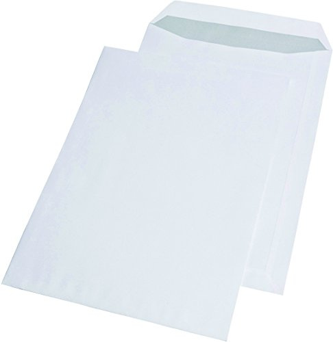 250 Stück Versandtaschen DIN B4 o. Fenster haftklebend Briefumschläge in Großbrief Format 250 x 353 mm 100 g/m² weiß Business Qualität