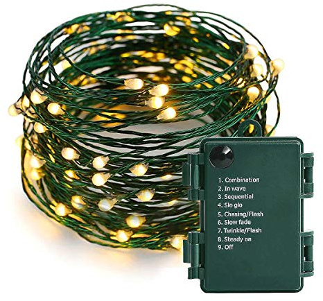 Battery Operated Starry Lights - 18FT 50 Micro LEDs, Warm White, Waterproof, Christmas Tree, Wreath, DIY Wedding