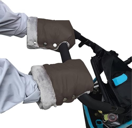 Queen.Y Pram Hand Muff, Waterproof Windproof Breathable Anti-Freeze Extra Thick Warm Winter Baby Stroller Gloves with Universal Fit, Pushchair Hand Warmer Gloves