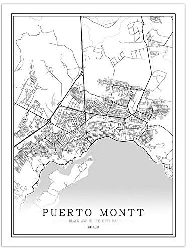 1000 Teile Puzzle Für Erwachsene,Hölzerne Puerto Montt Chile City Puzzles, Klassisches Schwarz-Weiß Map Puzzle Board, Unmöglich Premium Puzzles, Geschicklichkeitsspielzeug Für Die Ganze Familie,