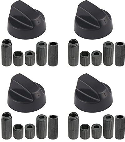 CAM2 Universal-Bedienknebel,4er-Pack Schwarz Kontrollknöpfe für Backofen Kochfeld,für alle Arten von Backöfen, Herden & Kochfeldern, 6 bis 11.5 mm,Schwarz