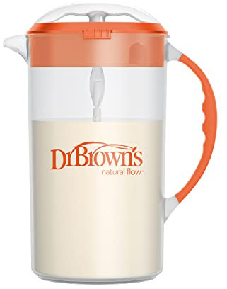 Dr. Brown's Baby Formula Mixing Pitcher with Adjustable Stopper, Locking Lid & No Drip Spout, Orange, BPA Free, 36oz, 1 Pack
