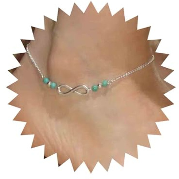 Cimenexe Bohemian Infinity Turquesa Tobilleras Plata Figura Ocho Infinito Tobillera Eterna Tobilleras Cadena Pulseras Turquesa Tobillo Cadena Amistad Pie Cadena Joyas para Mujeres y Niñas