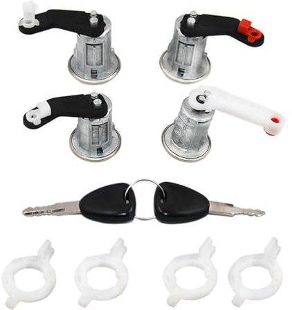 CANTONDZ Cilindros de cerradura de puerta de coche Kit de cerradura de 4 barriles con 2 llaves Compatible con Master MK Mégane Clio Opel Movano Nissan Interstar 7701470944 7701470945 7701470952
