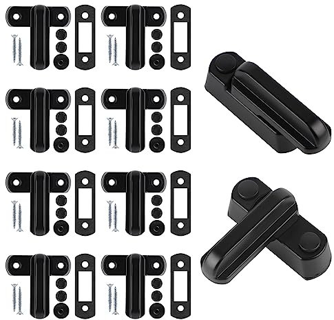 CPROSP Sash Blocker Jammer, 10 Cerraduras de Puertas y Ventanas Tipo T con 20 Tornillos, Seguridad Bloqueo Adicional para Ventana Puerta y Niñon Negro