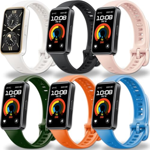 Monuary Bracelets Compatible avec HUAWEI Band 10/9/8, Lot de 6-12 | Disponible en plusieurs couleurs et designs ; léger, réglable et facile à installer pour le sport et le quotidien