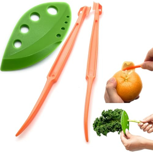 Herb Stripper and Orange Peeler Tool, Herb Stripper Tool for LooseLeaf Kale Chard Collard Greens, Citrus Peeler for Oranges Kiwi Banana Fruit Cutter Opener Slicer, Kitchen Gadgets