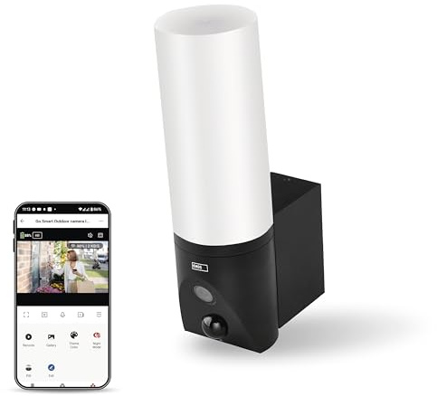 EMOS GoSmart Utomhusövervakningskamera med WiFi och app + 1 200 lm LED, 3 MP vridbar IP-kamera med ljus, kompatibel med Alexa, Google Assistant, ingen ABO-fälla, färg