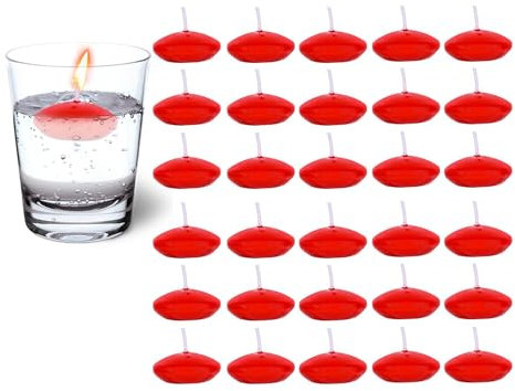 MaoNativey 30 Piezas Velas Flotantes Rojo Sin Perfume Velas Decorativas Candelitas Flotantes para Bodas, Piscinas, SPA, Baño
