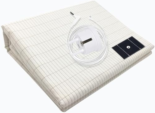 Jordningslakan för bättre sömn, jordningsmatta, komplett uppsättning inklusive sängmatta i EU-standard, silverfiber ekologisk bomull (68 x 132 cm)