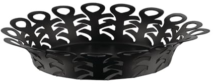 Alessi Vimini BM21/25 B, Perforated Design Basket, in Colored Steel with Epoxy Resin, Diameter 27cm, Black