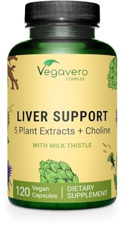 Vegavero Liver Support | Milk Thistle Supplement 9000mg | 120 Capsules | Dandelion, Artichoke, Choline, Beetroot | Liver Cleanse Detox & Repair | with 80% Silymarin | NO Additive & Vegan