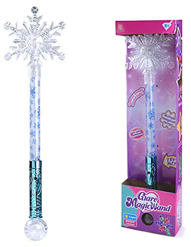 Varita mágica de copo de nieve iluminada, varita mágica luminosa, accesorios de princesa para niños y niñas, recuerdos de fiesta de princesa, accesorios de cosplay (blanco)
