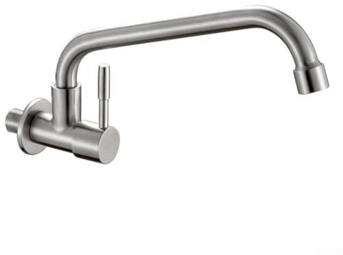 Einhebel-Wand-Küchenarmatur, Kaltwasserhahn, Edelstahl, Waschbeckenarmatur mit wassersparendem Luftsprudler