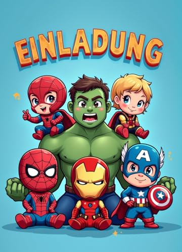 ZETTMANN Superhelden Einladungskarten Kinder – 10er Set - Geburtstag & Einschulung – Coole Comic Superhelden Einladungen - DIN A6 Premiumqualität für Jungen & Mädchen