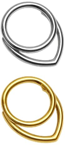 2 Anneaux Piercing Septum Clicker,Bague de Nez Or & Argent en Acier Chirurgical 316L Acier Chirurgical Hinged Clicker Ring Piercing Septum Nez Anneau 16G Piercing Nez pour Femme Homme Bijoux Corps