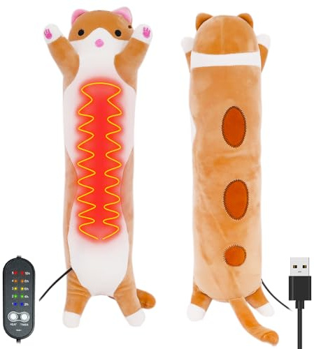 PLLYPE Katzen Heizdecke Kuscheldecke mit Abschaltautomatik, Elektrisches Heizkissen USB für Periode, Nacken, Rücken, Schulter, Bauch, Frauen Teenager Mädchen, Gelb