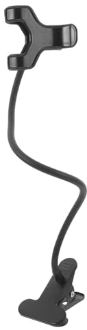 WEKADRIN Soporte Flexible para Teléfono De Brazo Largo y Pinza Cuello De Cisne, Soporte Móvil para Escritorio y Cabecera, Ajustable, Acero Metálico Negro