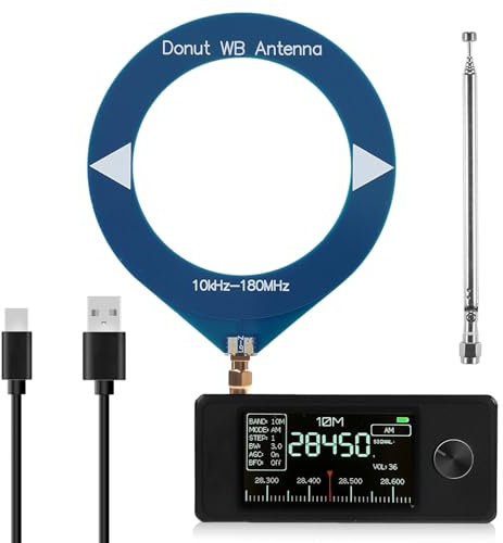SI4732 Radio de poche 0,5 à 108 MHz : radio de poche avec écran couleur IPS 1,9, récepteur pleine bande pour AM, FM, LSB, transmission USB, batterie 800 mAh (anneau bleu)