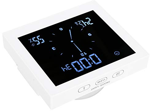 Cocoarm Digital Klocka Vattentät Badrumsklocka IP65 med Termometer Hygrometer Countdown Timer Touch-kontroller Sugkopp för Dusch Badrum Hembruk Vit (Vit)
