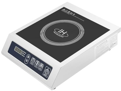 Kommersiell induktionshäll 3500W dubbel keramisk spole | 10 temperaturnivåer, 11 effektnivåer, 24 timmars timer, för kök, restaurang, camping