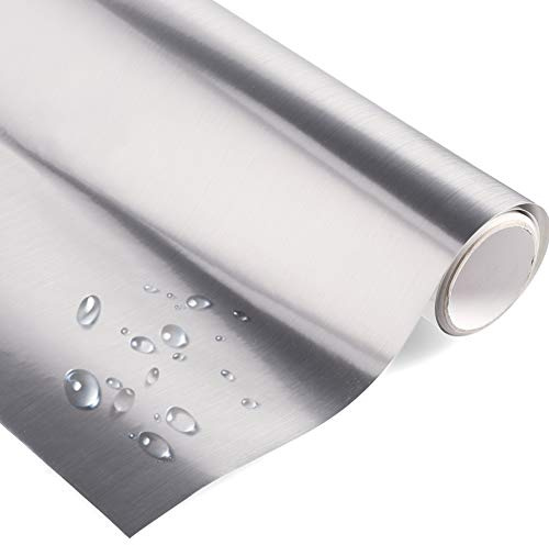 timalo® Premium Möbelfolie und Bastelfolie Silber gebürstet - 1 Meter x 0.63m - verschiedene Größen - Küchenfolie - Klebefolie für Möbel, Türen selbstklebende Folie zum Bekleben Küche