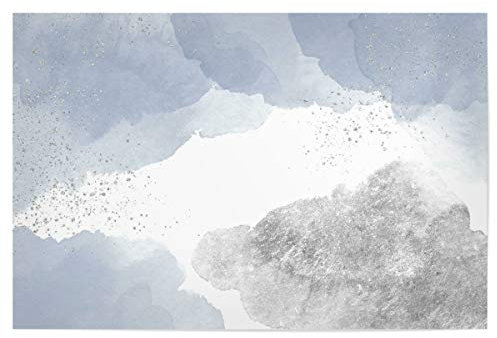 artboxONE Poster 30x20 cm Abstrakt Sparkling Watercolour Clouds - Blue Silver - Bild Silber aquarell funkelt