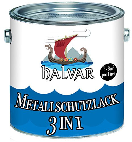 Halvar Metallschutzlack 3in1 skandinavische Metallschutzfarbe 3-in-1 Rostschutz Grundierung & Deckanstrich IN EINEM Metalllack auf Eisen Stahl Aluminium Metall Zink (5 L, Nussbraun (RAL 8011))