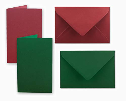 20x Kartenpaket DIN A6 / C6 in Dunkelrot und Dunkelgrün - Faltkarten mit Falz A6 10,5 x 14,8 cm & Umschläge C6 11,4 x 16,2 cm