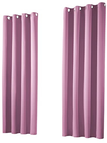 heimtexland ® 1 Paar Thermo- Verdunklungsgardinen Ösenschal Vorhänge Verdunkelnd Isolierend Blickdicht Verdunkelungsvorhänge HxB 160x135 Mauve Typ139