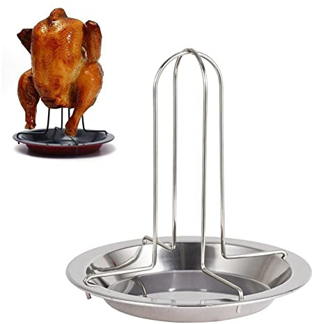 VIONNPPT Hähnchenhalter Hühnerhalter, Edelstahl Hähnchengrill Hähnchen Ständer Bräter mit Antihaftbeschichtung, zerlegbarer Geflügelbräter für Backofen oder BBQ Grill