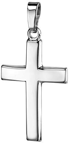 JEVELION Anhänger-Kreuz Silber-Kreuz für Damen, Herren und Kinder Kreuzanhänger 925 Sterling-Silber Kettenanhänger in gewölbter Form + Schmuck-Etui