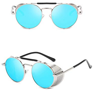 AidShunn Sonnenbrille Steampunk UV400 Schutz Retro Brillen Metall Rundrahmen Windschutzscheibe Brille Frauen Herren