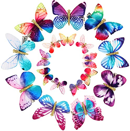 Boao Glitzer-Schmetterlings-Haarspangen für Mädchen, Teenager und Damen, Haarschmuck, 18 Stück, (Stil: neuartig)