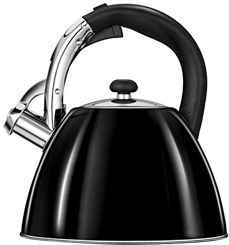 Smile MCN14/C Bouilloire à induction avec sifflet, tout type de cuisson, 3 l, acier inoxydable, manche au toucher froid, noir