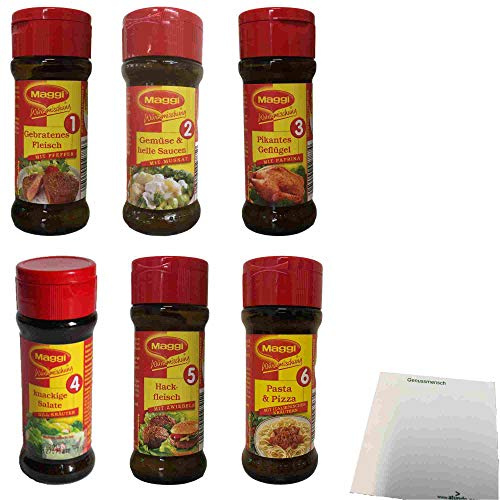 Maggi Würzmischung Testpaket (je 1x Würzmischung Nr. 1, 2, 3, 4, 5, 6) + usy Block