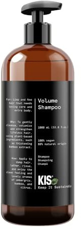 KIS Green Volume - Shampoo - 1000ml -schlaffes & feines Haar - 100% Vegane Rezeptur - sulfatfrei - mit Bambusextrakt
