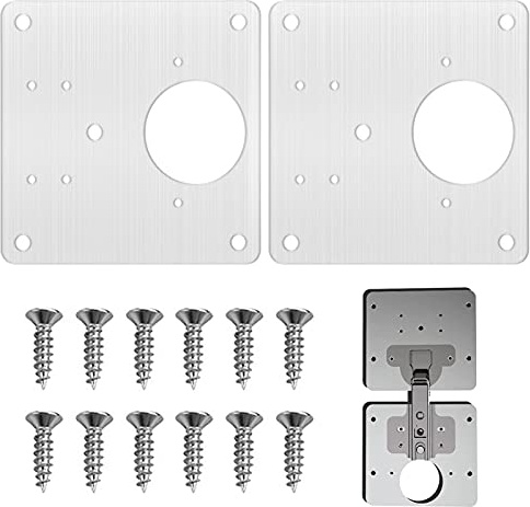 2 Stück Scharnier Reparaturplatte für Schranktüren, Küchen Schrankscharnier Reparaturset, Edelstahl Schanierreparaturplatte, 9 x 9 cm