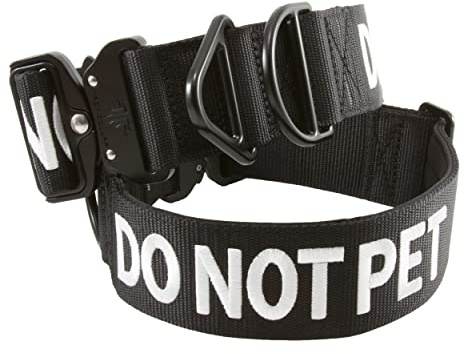 Tacticollar Do Not Pet Hundehalsband, Nylon, 5,1 cm, für mittelgroße und große Hunde, innen mit Neopren gepolstert, kommunizieren Sie Ihre Hunde, um Unfälle zu verhindern (Schwarz, Größe M)