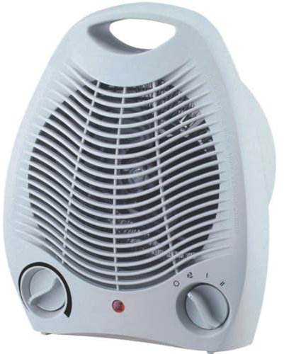 BAKAJI Stufa Elettrica Industriale Radiatore con elementi ceramica Potenza 2000W Termoventilatore 2 Potenze con Termostato Regolabile e Manico per il Trasporto Dimensione 19.5 x 17 x 22 cm