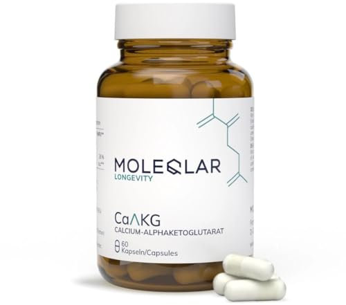 MoleQlar CaAKG (Calcium-Alphaketoglutarat) 60 Kapseln - Nahrungsergänzungsmittel mit Calcium & Alphaketoglutarat - 1000mg Ca-AKG pro Portion