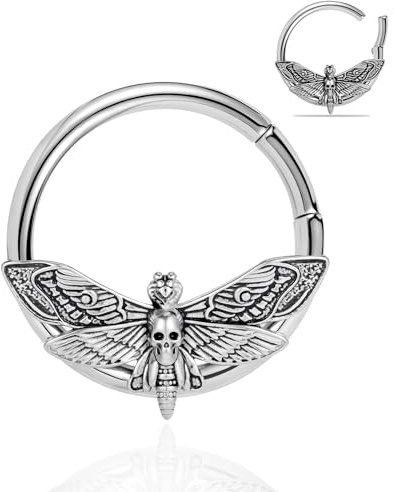 Vankula Pesos Orejas 1 Pare Dilataciones Oreja Expansaor Polilla acero inoxidable Oreja piercing de joyería para Mujer Hombre 5mm Plata