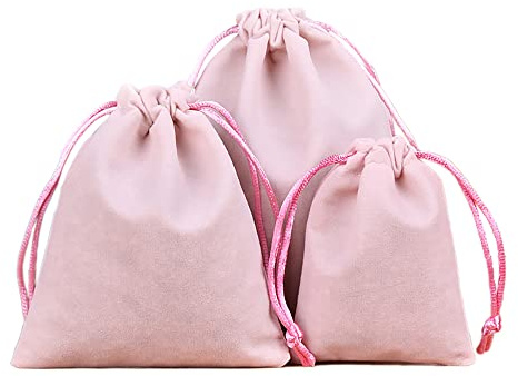 6 Stück Samtbeutel Schmuckbeutel, Kleine Stoff Beutel mit Kordelzug, Samt Säckchen Geschenkbeutel Stoffsäckchen zum Befüllen für Schmuck Hochzeit Weihnachten Geburtstag Party Geschenk,13x18cm Rosa