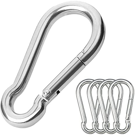 CAIDMOS 5PCS 3.15in Large Carabiner Clip, Stainless Steel Carabiner Heavy Duty, Spring Snap Hook, Locking Climbing Caribiners Clips for Gym, Plant Hanging, Outdoor Camping, Hiking. 600 lbs