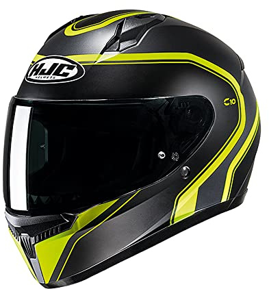 HJC C10 Elie Motorcycle Motorbike Crash Adult Unisex Bike Rider Full Face Helmet ECE 22.06 Approved, Pinlock Ready Visor (Yellow,L)