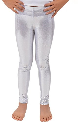 Crazy Chick® Kids Girls Full Length Elastic Waist Metallic Shiny Disco Legging - Children Wet Look Comfortable Stretchy Tights for 80’s Party Dance Pants Age 5-13 Years