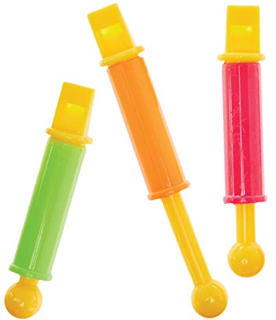 Baker Ross FX885 Musical Whistles - Pack of 8, Small Musical Toys for Kids Party Bags